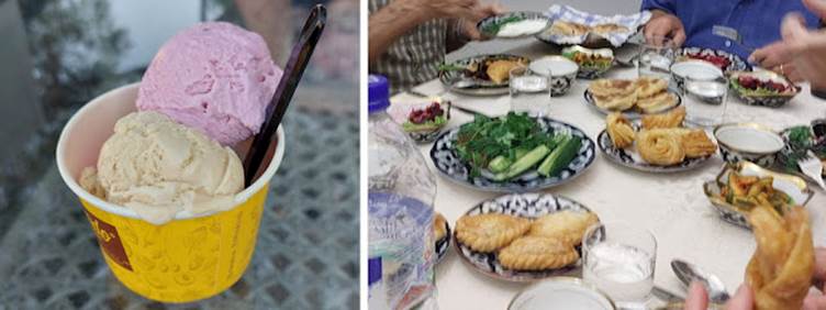 A collage of food on a table

Description automatically generated
